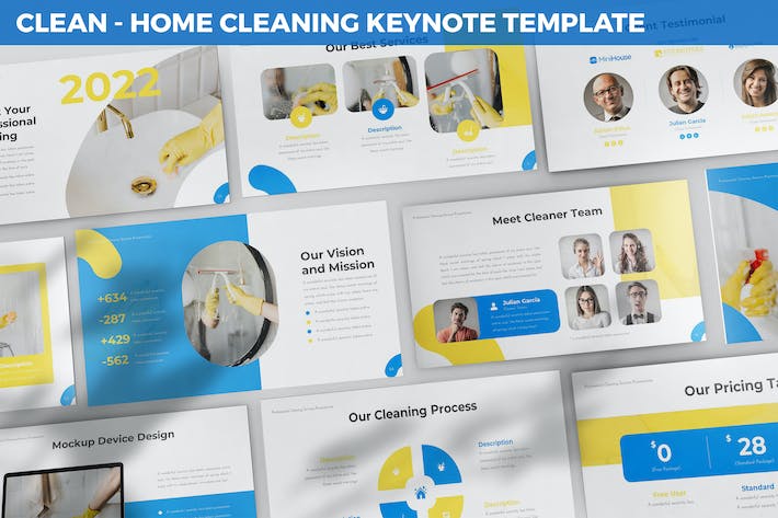 清洁家居家政服务keynote模板 - 顶尖PPT