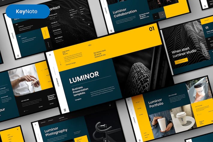 发光效果商务企业视觉展示Keynote模板 - 顶尖PPT