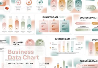 毛玻璃质感数据图图形图表PPT模板 - 顶尖PPT
