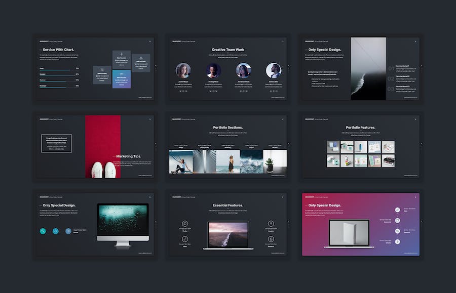 创意作品展示团队介绍欧美通用keynote模板 - 顶尖PPT