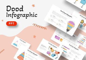 粉色手绘涂鸦信息图表PPT模板 - 顶尖PPT