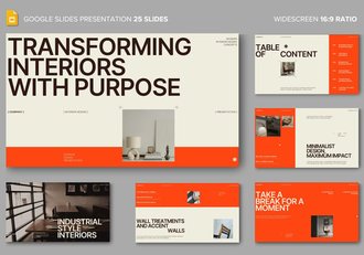 米色橙色系室内设计展示PPT模板 - 顶尖PPT