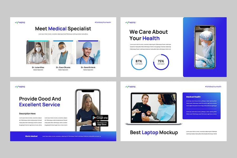 蓝白色医疗保健行业Keynote主题模板 - 顶尖PPT