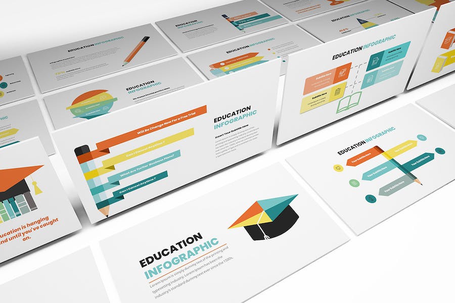 彩色教育信息图形图表keynote模板 - 顶尖PPT