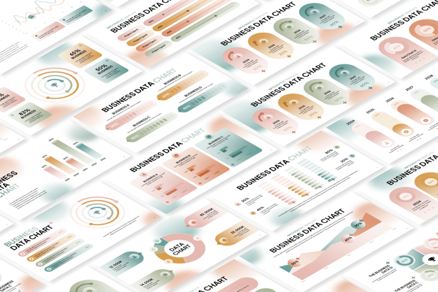 毛玻璃质感数据图图形图表PPT模板 - 顶尖PPT