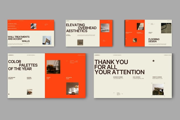 米色橙色系室内设计展示PPT模板 - 顶尖PPT