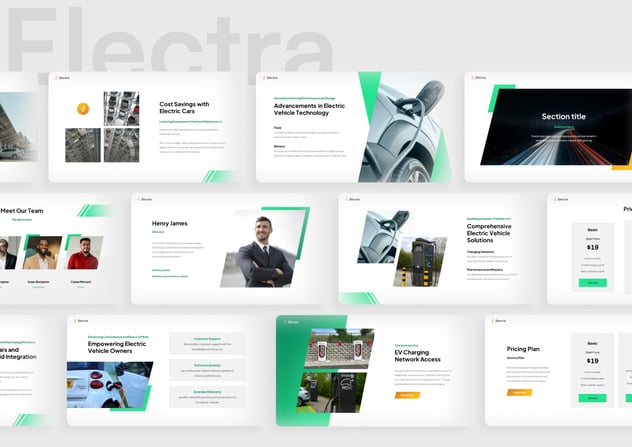Electra电动汽车新能源科技品牌PPT模板 - 顶尖PPT