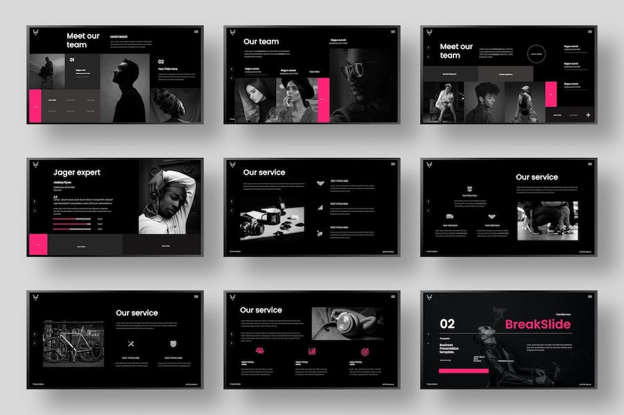 黑色创意国外商务商业通用PowerPoint模板 - 顶尖PPT