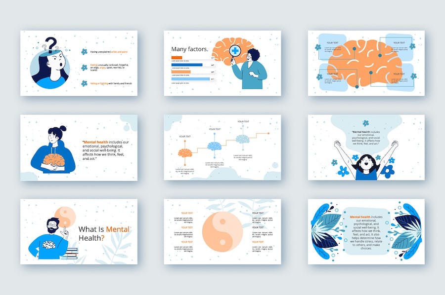 心理健康主题卡通插画PPT图解 - 顶尖PPT