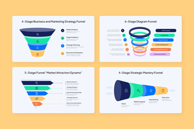 业务流程漏斗图演示分析PPT模板 - 顶尖PPT