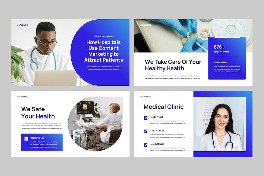 蓝白色医疗保健行业Keynote主题模板 - 顶尖PPT