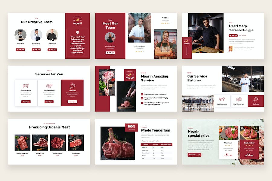 黑色系屠夫肉类农场介绍PPT模板 - 顶尖PPT