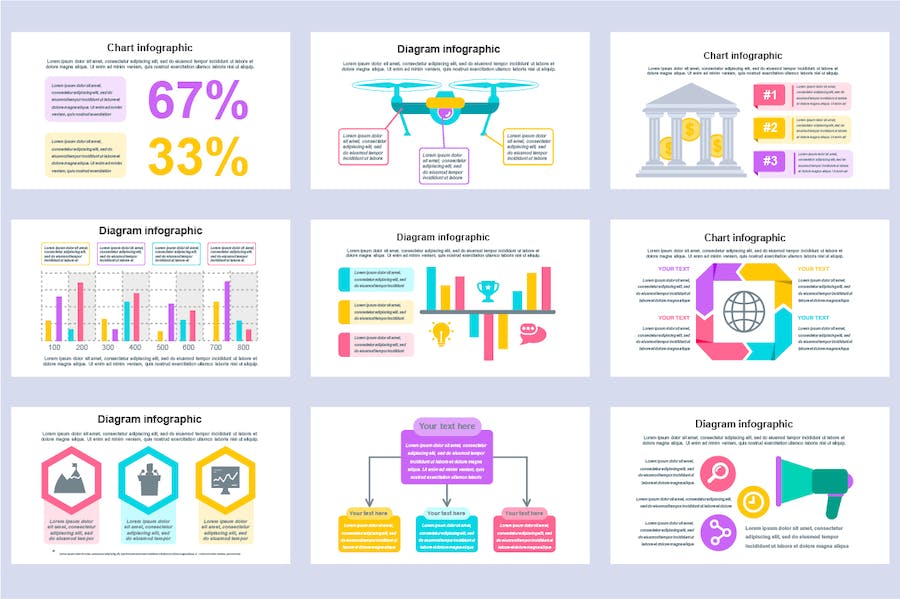 国外彩色数据统计汇报信息图形图表PPT模板 - 顶尖PPT