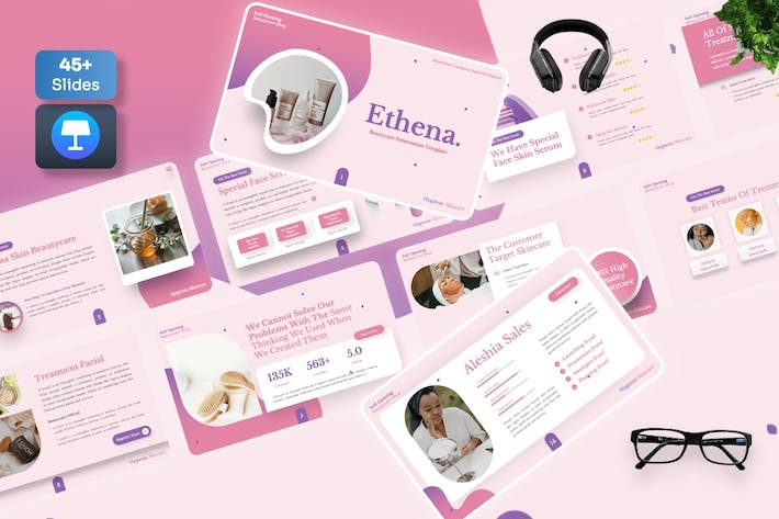 美容护理讲述展示服务方案Keynote模板 - 顶尖PPT