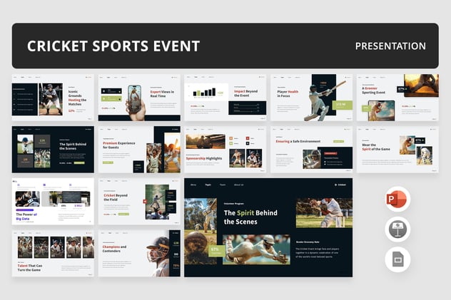 体育媒体板球赛事组织报道PPT模板 - 顶尖PPT