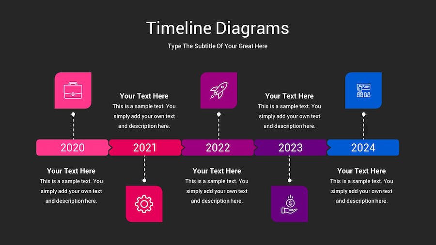 时间轴图表深色主题Keynote模板 - 顶尖PPT