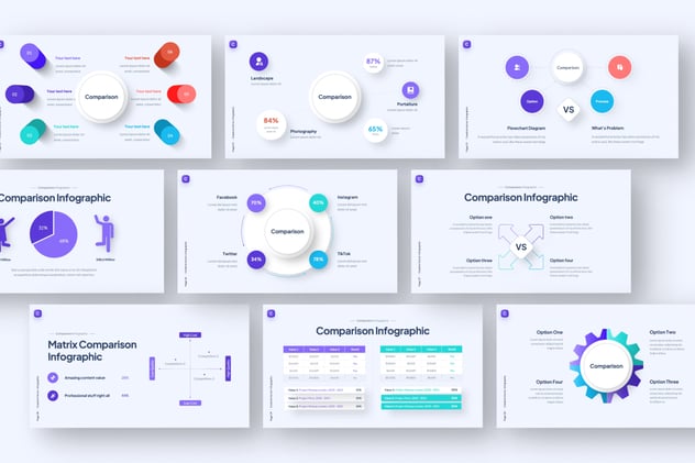 新拟态风数据比较风格PPT模板 - 顶尖PPT