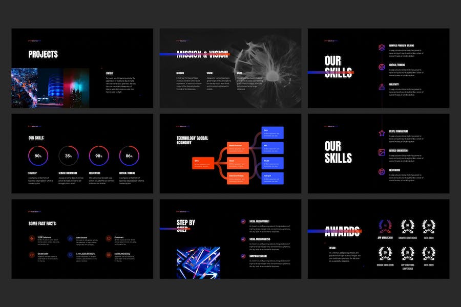 渐变配色平滑动画PPT模板 - 顶尖PPT