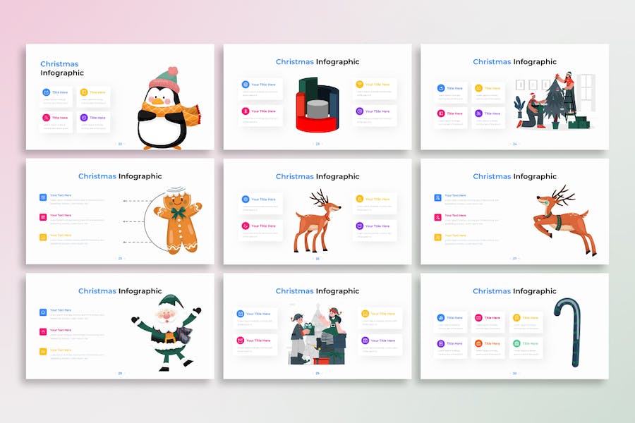 圣诞节信息图表数据可视化展示PPT模板 - 顶尖PPT