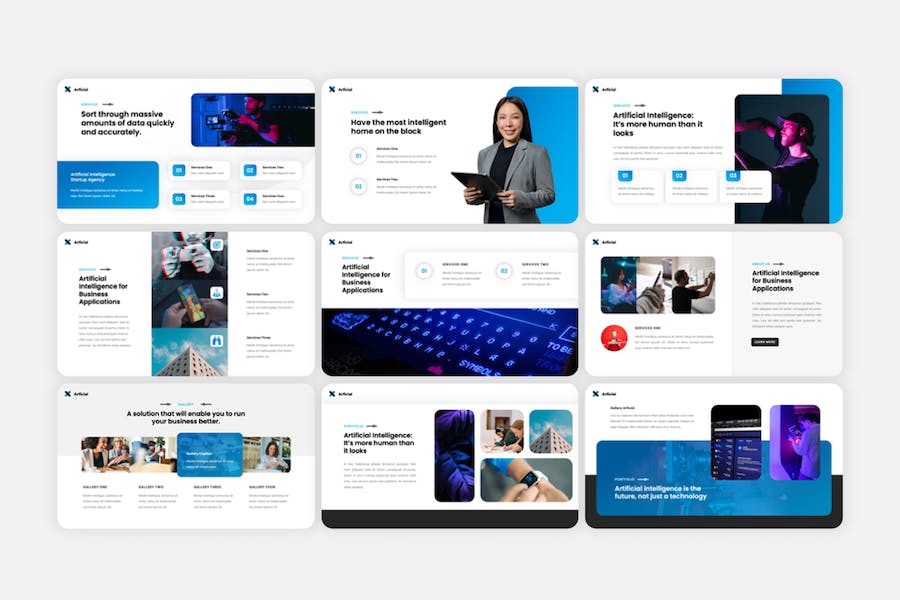 艺术人工智能创意应用展示设计方案PPT模板 - 顶尖PPT