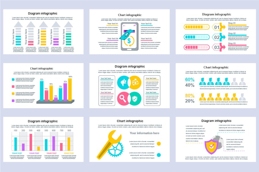 国外彩色数据统计汇报信息图形图表PPT模板 - 顶尖PPT