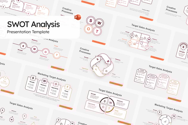 SWOT战略分析框架图形PPT模板 - 顶尖PPT