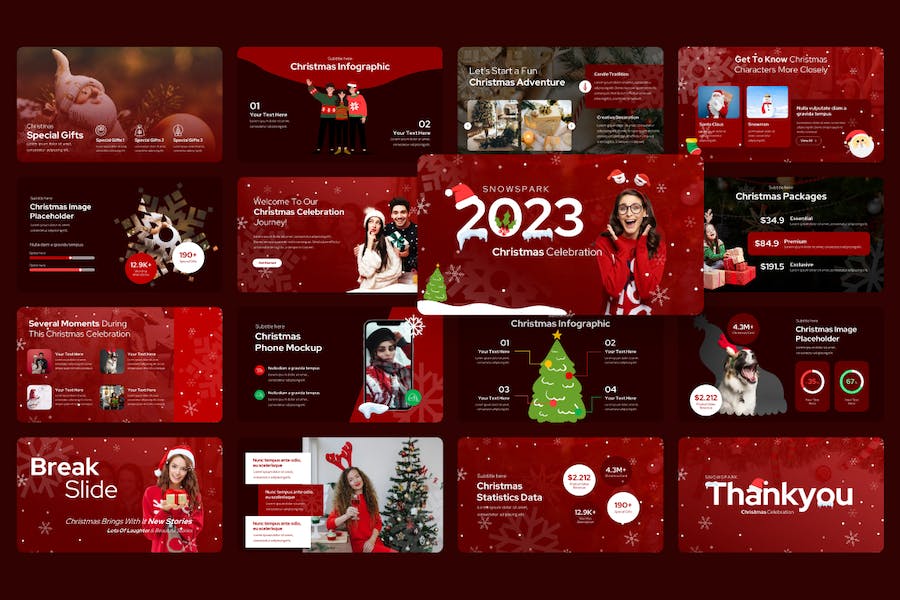 圣诞节雪花火花主题装饰PPT模板 - 顶尖PPT