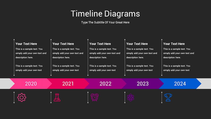 时间轴图表深色主题Keynote模板 - 顶尖PPT