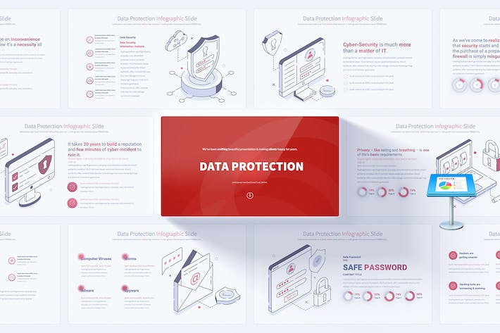 数据安全保护插画图形keynote模板 - 顶尖PPT