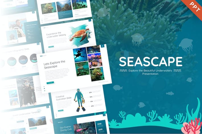 海景旅游自然环境PPT模板 - 顶尖PPT