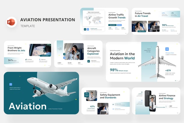 公务航空PPT模板 - 顶尖PPT