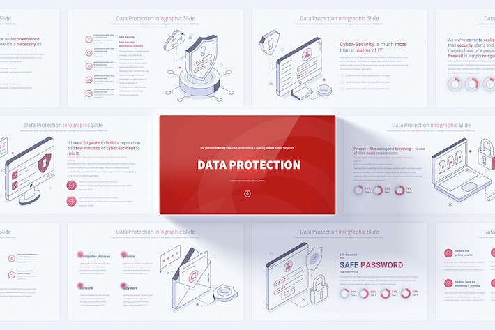 数据保护信息图形图标PPT模板 - 顶尖PPT