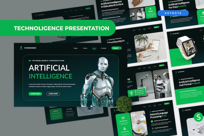 人工智能技术应用发展趋势Keynote模板 - 顶尖PPT