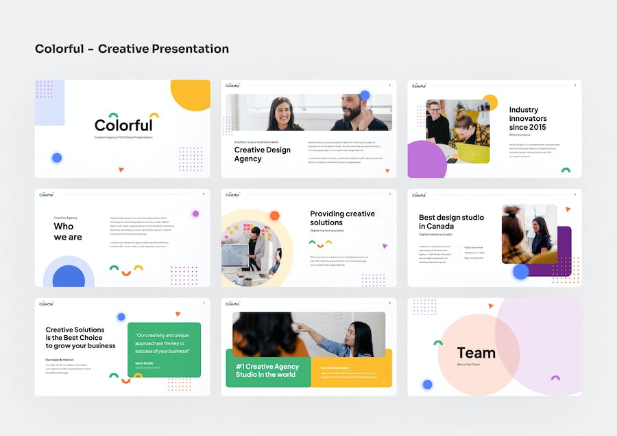 创意多彩设计展示演讲方案PPT模板 - 顶尖PPT