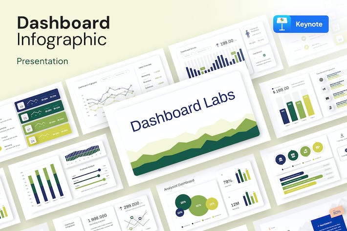 数据仪表板可视化展示Keynote模板 - 顶尖PPT