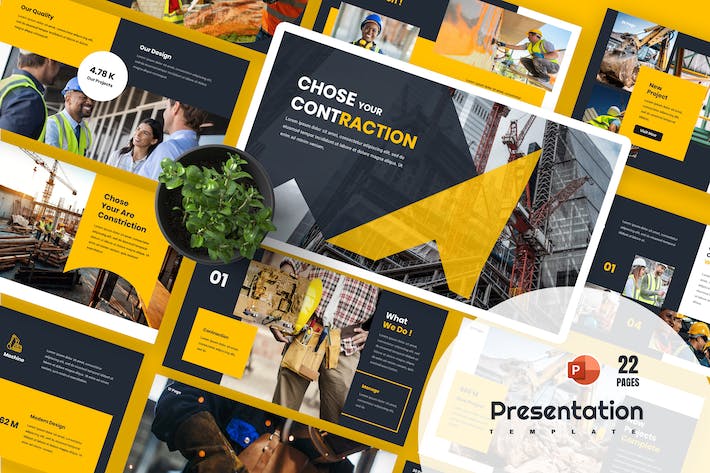 建筑项目介绍施工方案展示PPT模板 - 顶尖PPT