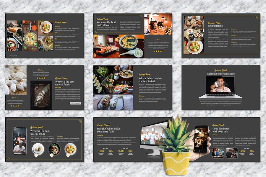 亚洲美食食品饮料推介宣传PPT模板 - 顶尖PPT