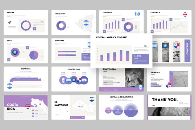 中美洲信息图形keynote模板 - 顶尖PPT