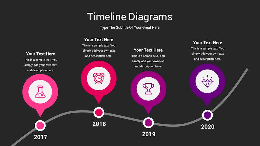 时间轴图表深色主题Keynote模板 - 顶尖PPT