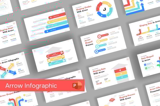 彩色箭头图形PPT模板 - 顶尖PPT