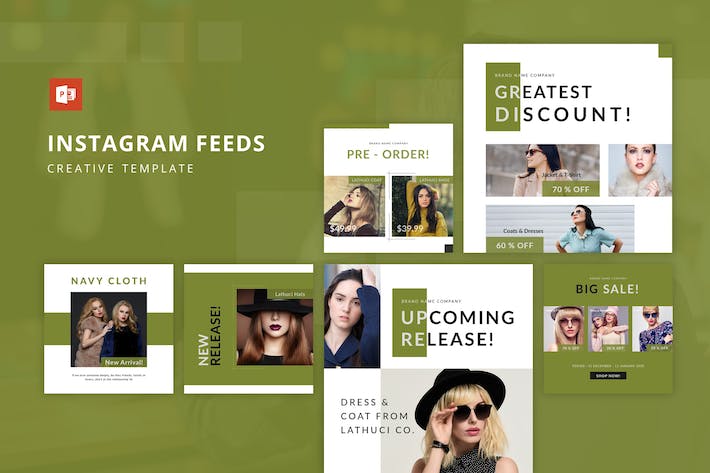 Instagram风格美食摄影作品集PPT模板 - 顶尖PPT