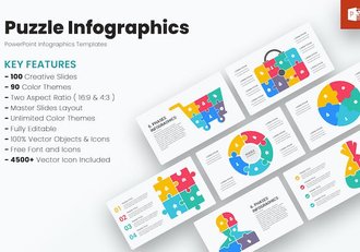 拼图信息图表数据展示PPT模板 - 顶尖PPT