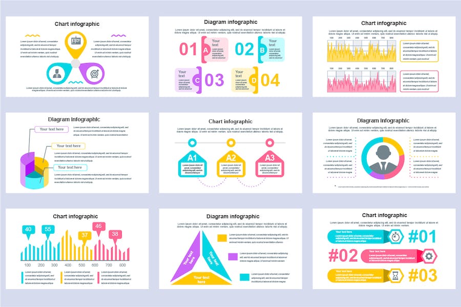 国外彩色数据统计汇报信息图形图表PPT模板 - 顶尖PPT