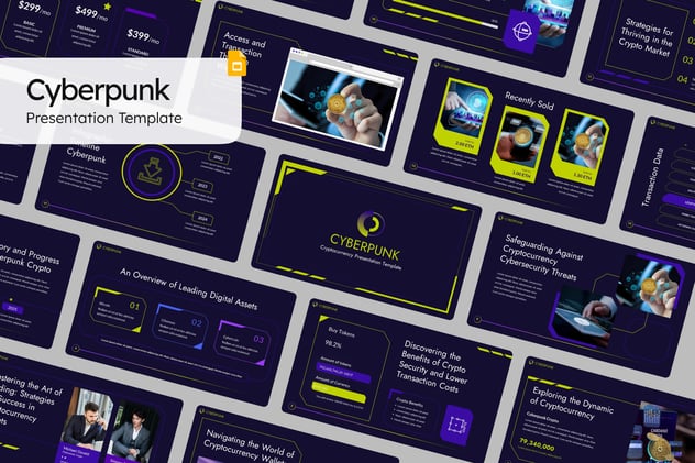 赛博朋克风格科技AI PPT模板 - 顶尖PPT