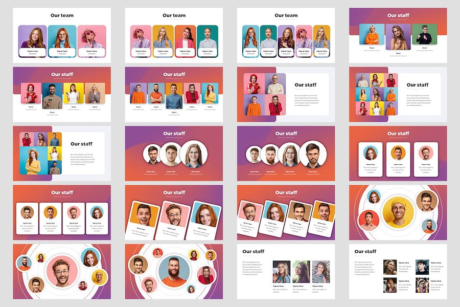 渐变色企业团队成员介绍展示keynote模板 - 顶尖PPT