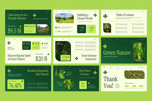 绿色自然生态环保主题PPT模板 - 顶尖PPT