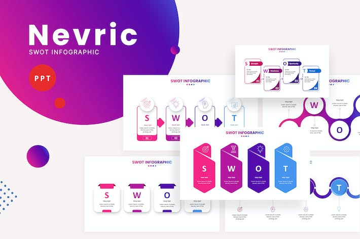 SWOT信息图表PPT模板 - 顶尖PPT