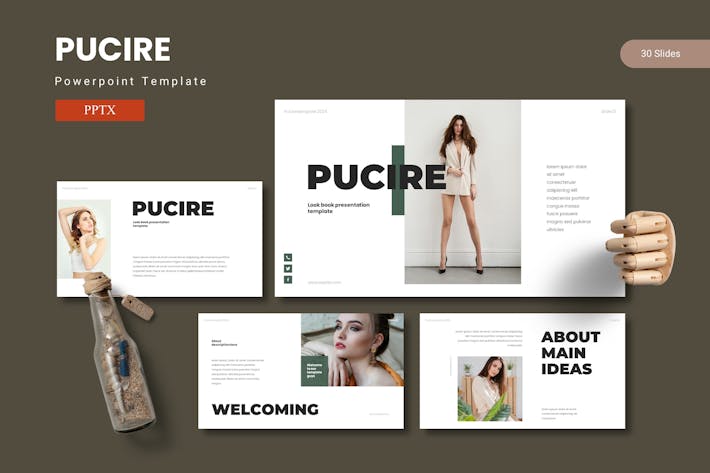 极简时尚模特摄影服装设计PPT模板 - 顶尖PPT