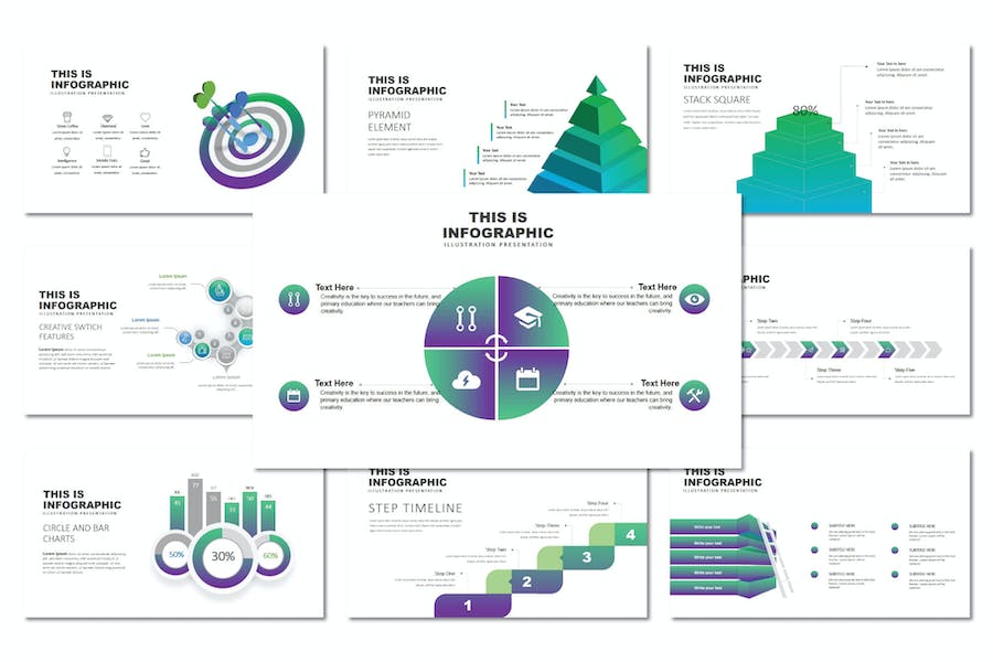 绿色插画风格演示PPT模板 - 顶尖PPT