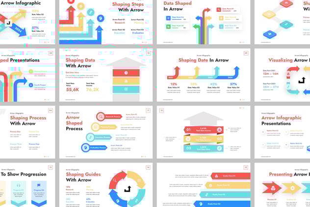 彩色箭头图形PPT模板 - 顶尖PPT